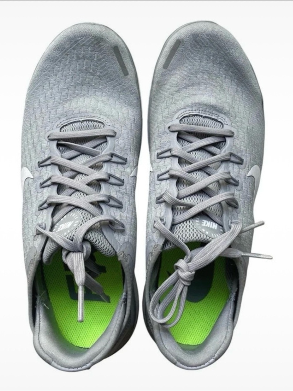 Nike Men’s Light Gray Athletic Shoes with Neon Green Insoles